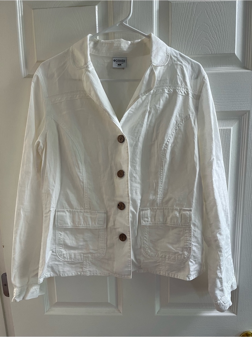 Columbia Linen Blend Lightweight Jacket with Wooden Buttons